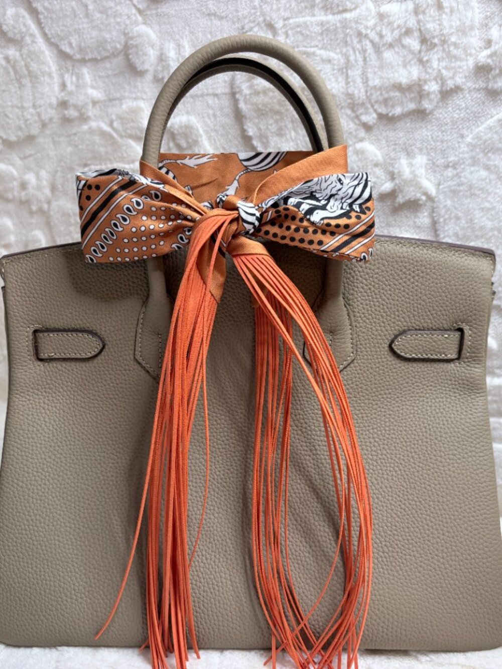 Fringe Handbag Wraps inOrange Fringe /Zebra Floral Print